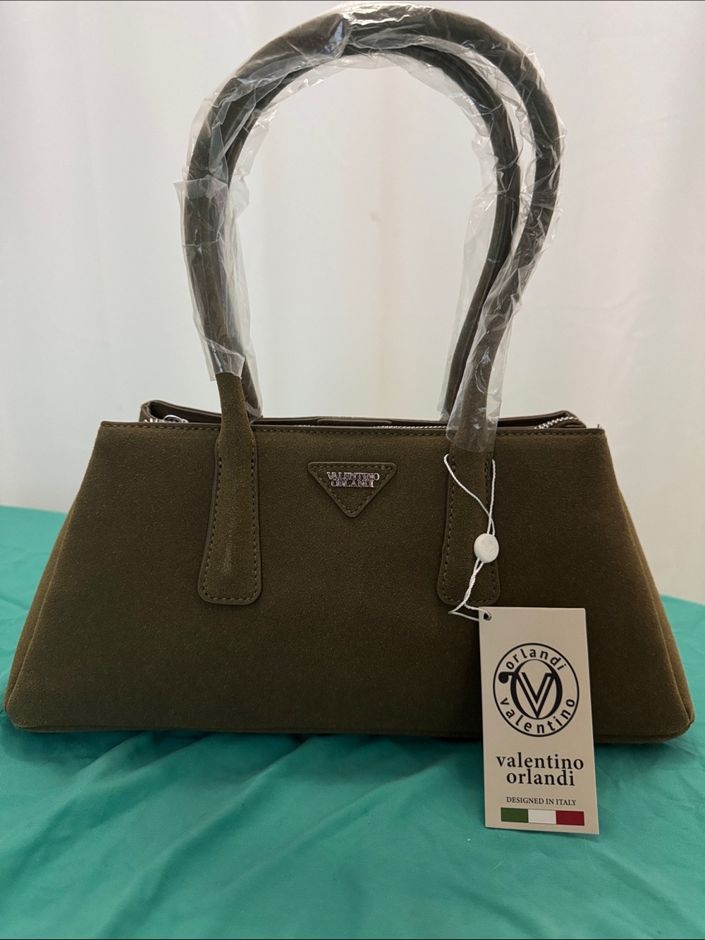 Valentino Orlandi Olive Green Structured Satchel